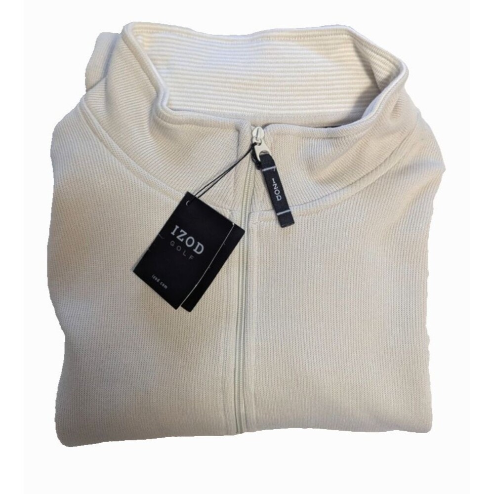 Izod Golf Men's XL Pullover Sweater 1/4 Zip Mock Collar Sandstone NWT - Picture 11 of 11